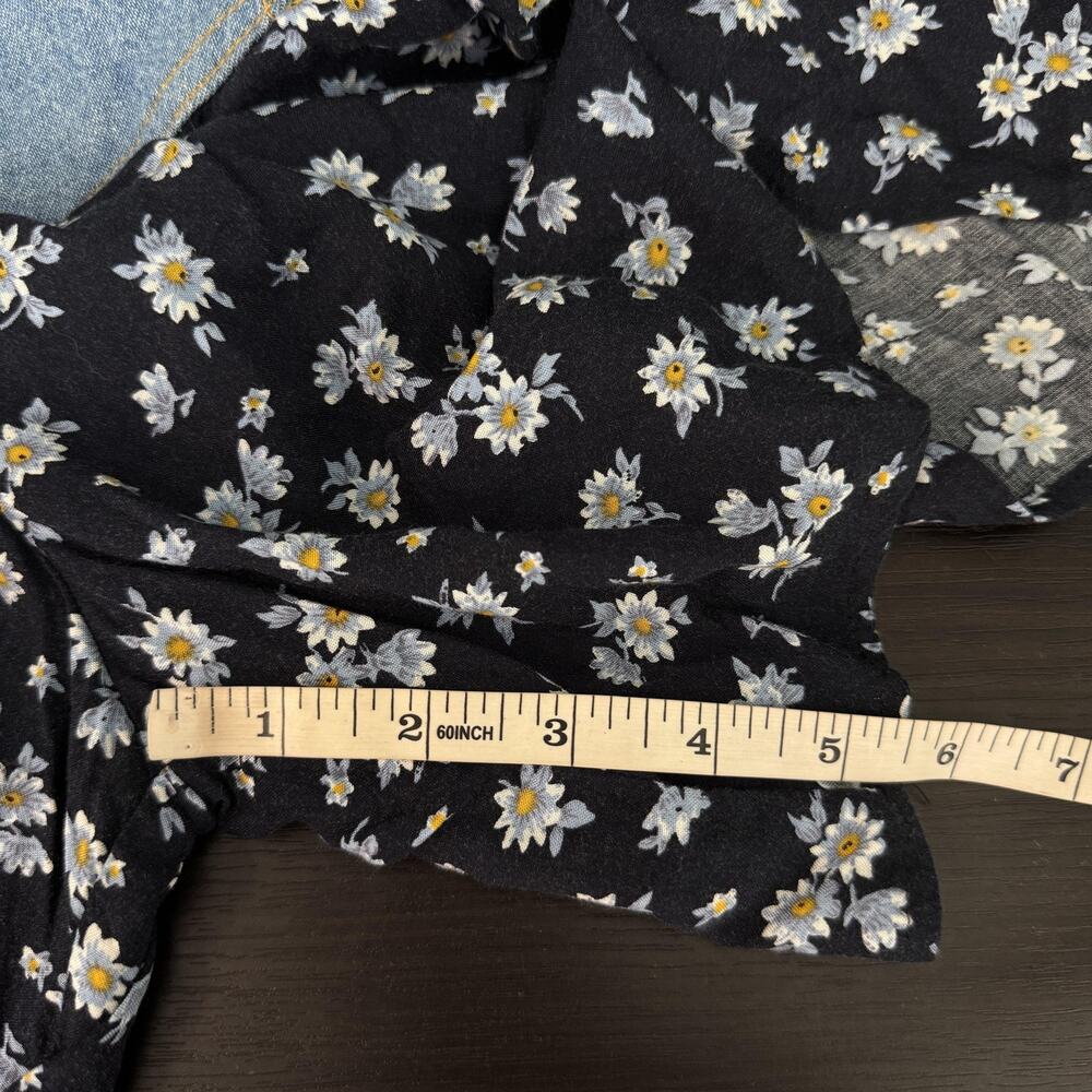 Vintage The Limited Romper Juniors 14 Blue Denim Daisy Floral USA 90s Retro - Picture 11 of 12